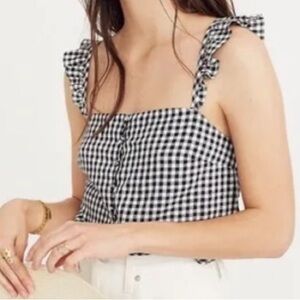 MADEWELL GINGHAM TANK WITH RUFFLE STRAPS **READ DESCRIPTION**